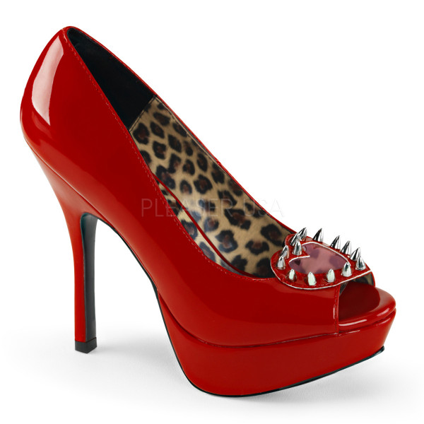 5 1/4 inches Heel, 1 1/4 inches PF Peep Toe Cutout Pump w/Spikes Detail