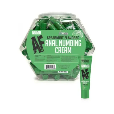 Anal Lube Numb Af Spearmint Flavored Anal Numbing Cream 65 piece Fishbowl Display