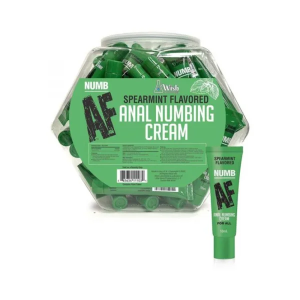 Anal Lube: Numb Af Spearmint Flavored Anal Numbing Cream 65-piece Fishbowl Display