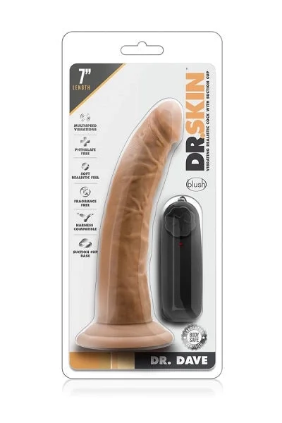 Blush Dr. Skin Dr. Dave Mocha 7 Inch Vibrating Cock with Suction Cup