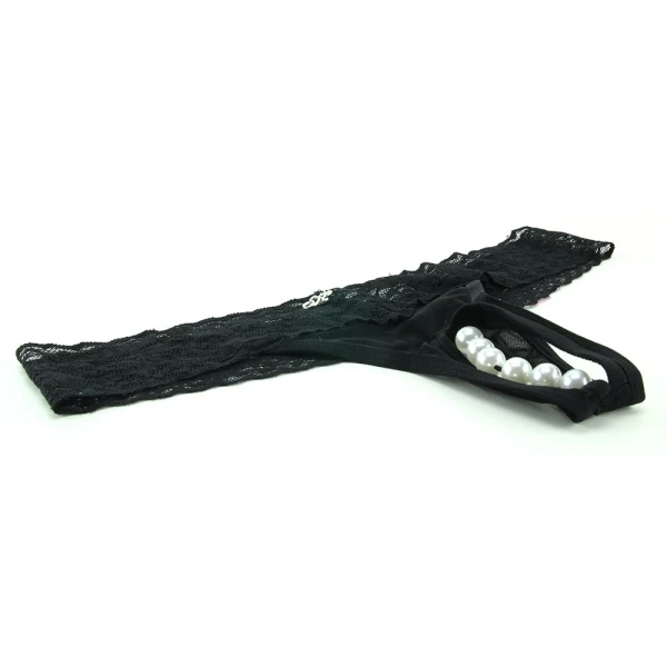 Hustler Clit Stim Thong Black with White M/L