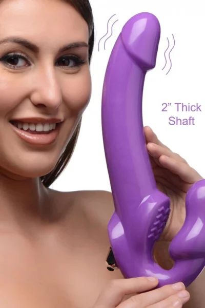 Strap U Revolver - 11.4" Extra Thick Vibrating Strapless Strap-On with Bullet Vibe