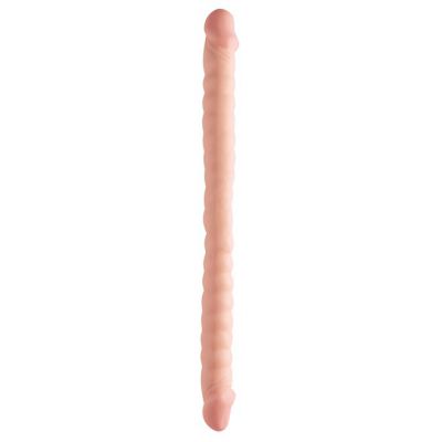 Basix 18 Inch Ribbed Double Dong Fles Flesh 18 Inch