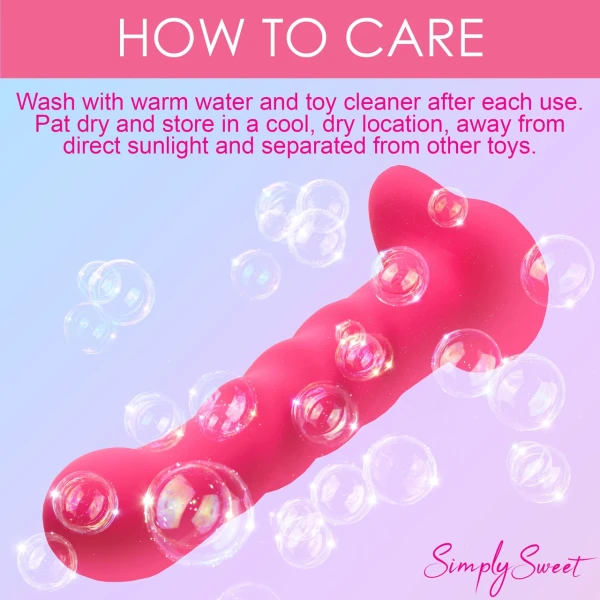 Simply Sweet 21X Vibrating Ribbed Rechargeable Silicone G-Spot Vibrator With Remote - Pink