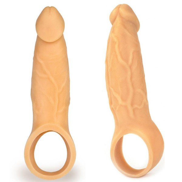 9 Inch Realistic Performance Penis Sleeve Natural Silicone Girth Enhancer