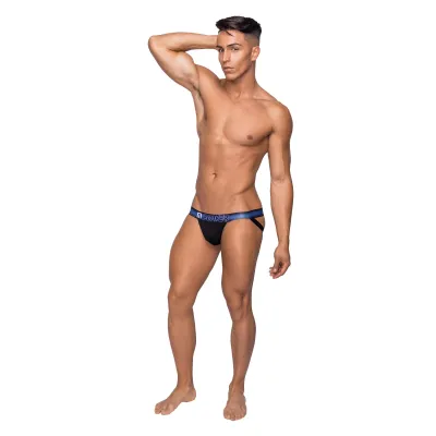 Pocket Pouch Jock With Pocket Cavity Large X Large Black