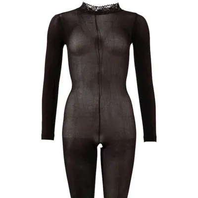 Catsuit With Lace Collar S m Black S m