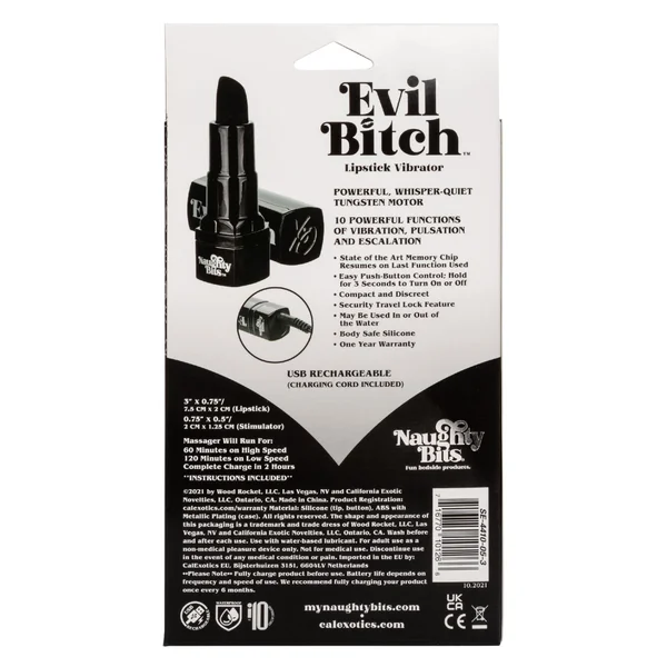 Naughty Bits Evil Bitch Lipstick Vibrator - Black — image 24 of 25