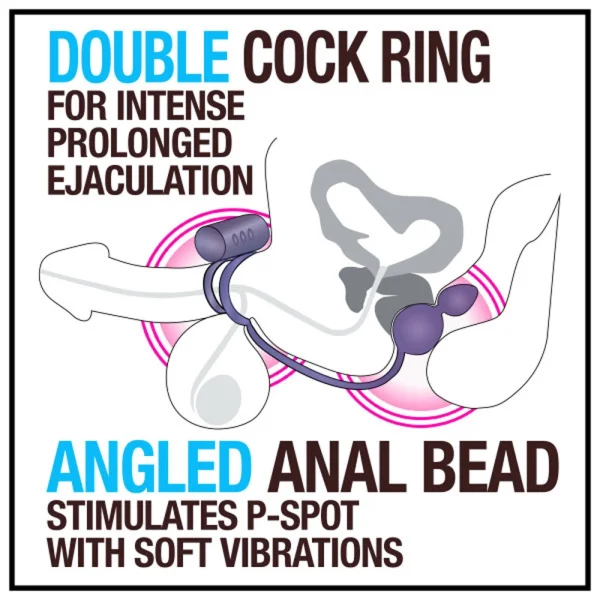 Anal Adventures - Platinum - Silicone Anal Ball  With Vibrating C-Ring - Black