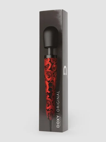Doxy Original Rose-Patterned Mains-Powered Silicone Wand Massager