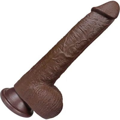 The Engineer 7 Inch Silicone Realistic Dildo With Balls Suction Cup Base By Fukena Chocolate