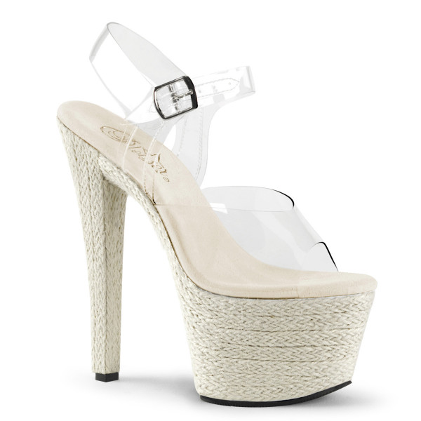 7 inches Heel, 2 3/4 Braided Espadrille PF Ankle Strap Sandal — image 5 of 8