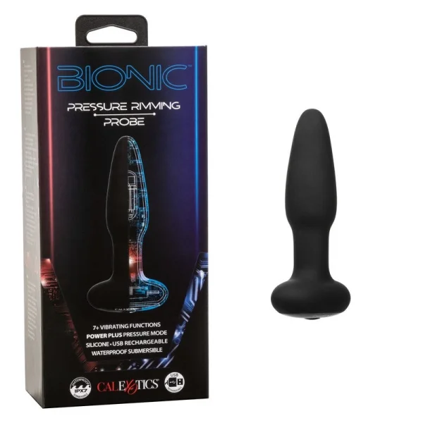 Bionic Pressure Rimming Probe Rechargeable Silicone Anal Stimulator By CalExotics - Black