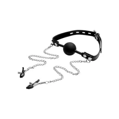 Silicone Ball Gag W nipple Clamps