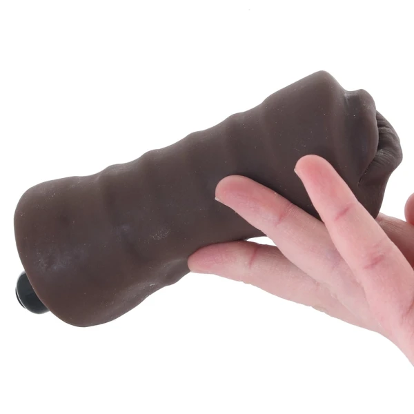 EnLust Krystal Open Ended Vibrating Mouth Penis Masturbator By Blush - Chocolate
