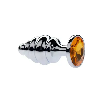 Kink Range Alloy Gemmed Butt Plug 3 7 Inch Yellow Large