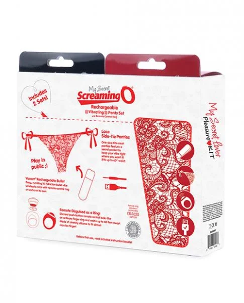 Screaming O 2020 My Secret Lover Valentine Kit Panty/panty Unit Of 2 - Red/white