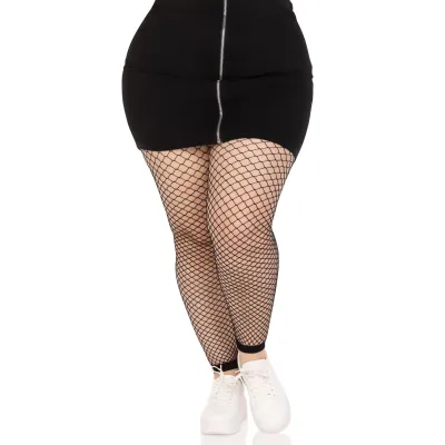 Industrial Net Footless Tights 1x 2x Black