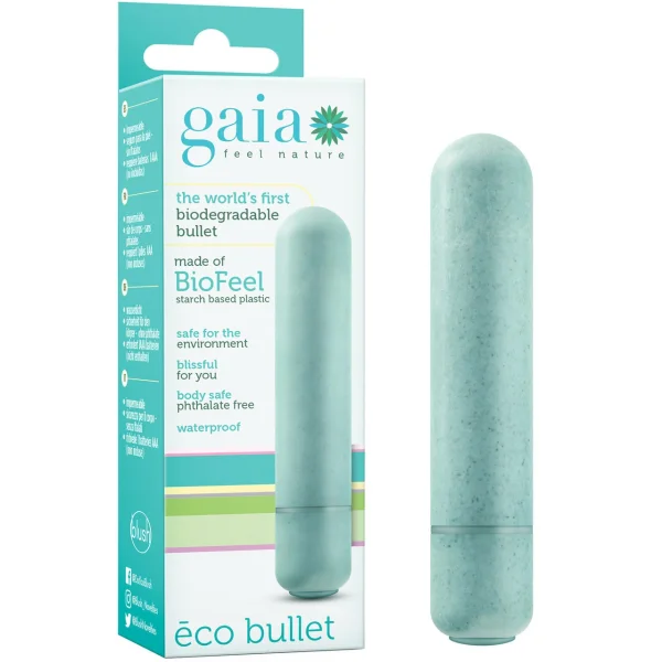 Gaia Eco Bullet Biodegradable & Recyclable Mini Vibrator By Blush Novelties - Aqua — image 6 of 13