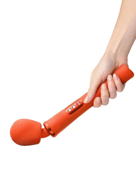Fun Factory VIM Silicone Rechargeable Vibrating Weighted Rumble Wand - Sunrise Orange