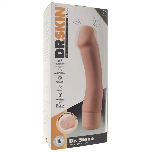 Dr. Skin Silicone Dr. Steve Waterproof Vibrating 7" Dildo By Blush - Vanilla