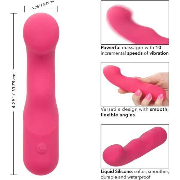 Liquid Silicone Pixies Curvy Rechargeable Waterproof Vibrator By CalExotics - Pink