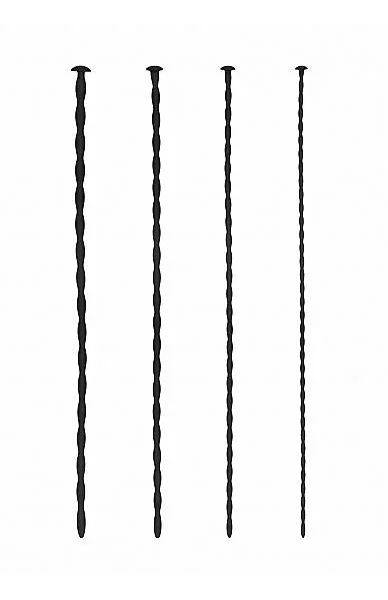 Shots Ouch Beginner Urethral Sounding Silicone Spiral Screw Plug Set - Black