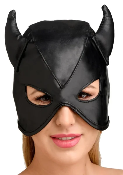Master Series Dungeon Demon Bondage Hood with Horns