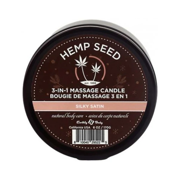 Earthly Body Hemp Seed 3-in-1 Massage Candle Silky Satin 6 Oz. / 170 G