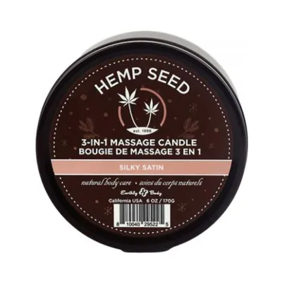 Earthly Body Hemp Seed 3 in 1 Massage Candle Silky Satin 6 Oz 170 G