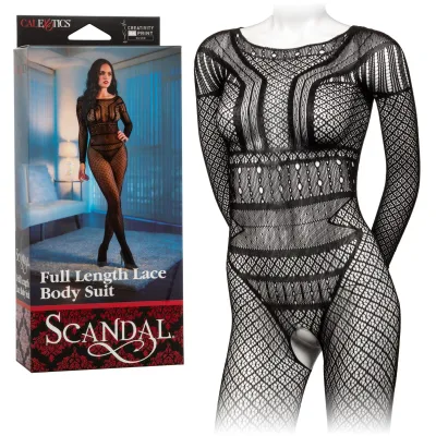 Scandal Full Length Lace Body Suit One Size Black