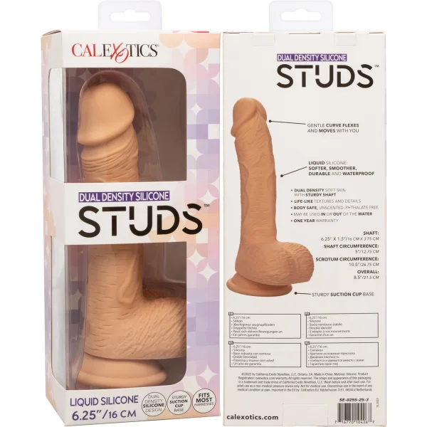 Silicone Studs Realistic 6.25" Suction Cup Dildo - Vanilla