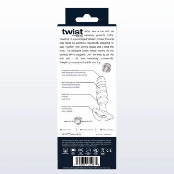 VeDO Twist Plug Vibrating Butt Plug - Black