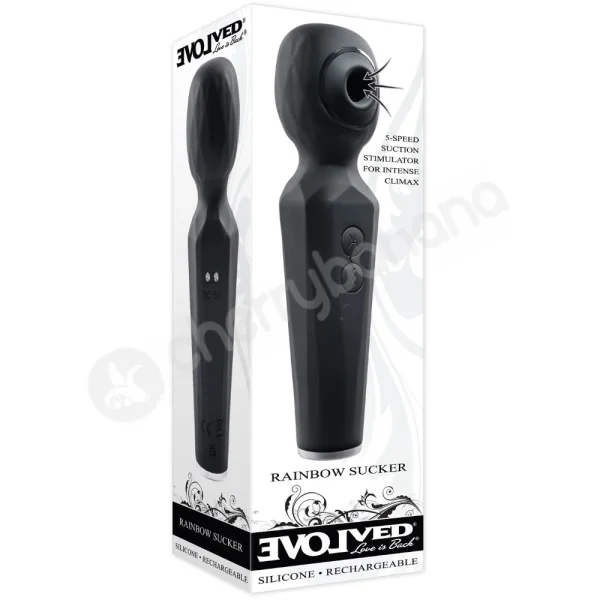 Evolved Rainbow Sucker Massage Wand Vibe With Suction