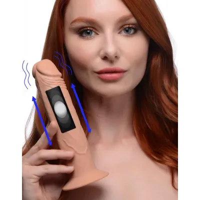 7x Remote Control Vibrating And Thumping Dildo Medium