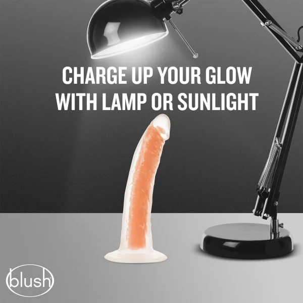 Neo Elite Glow In The Dark 7.5" Dual Density Realistic Silicone Dildo by Blush - Neon Orange