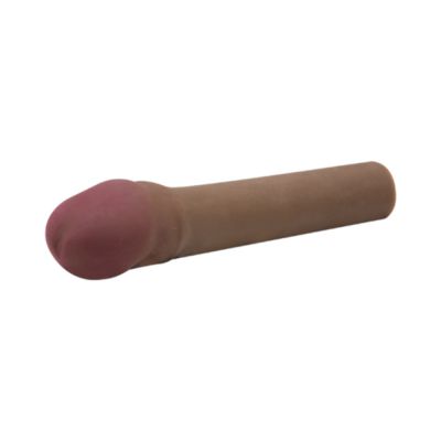 2 inches Cyberskin Xtra Thick Vibrating Transformer Penis Extension Brown