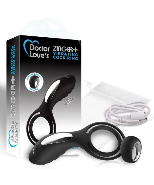 Doctor Love Zinger+ Vibrating Cock Ring Remote Black