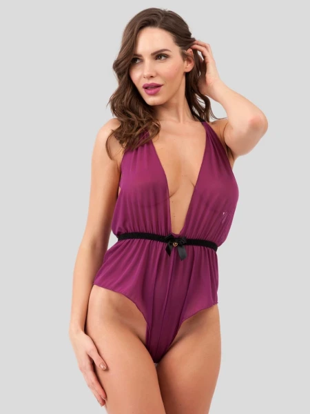 Lovehoney Barely There Purple Sheer Crotchless Teddy