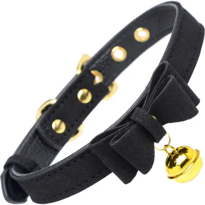 Master Series Golden Kitty Cat Bell Collar Black Gold