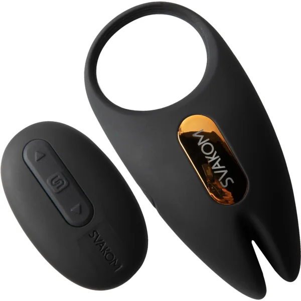 SVAKOM Winni 2 App Enabled Silicone Rechargeable Vibrating Cock Ring With Remote - Black