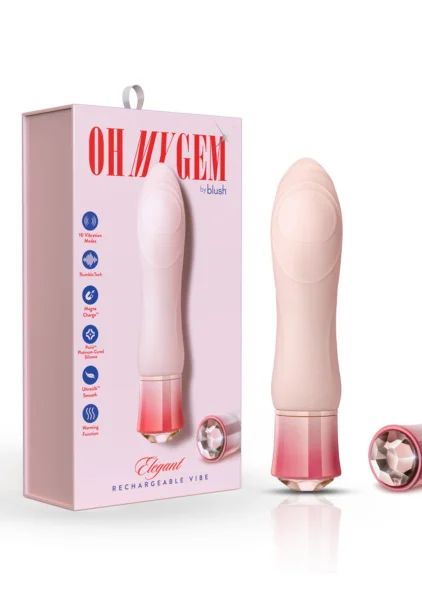 Oh My Gem Elegant Rechargeable Waterproof Silicone Warming Vibrator By Blush - Morganite Pink