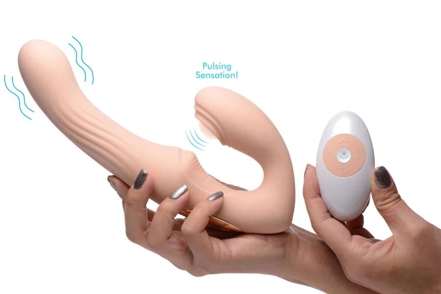 15x U-Pulse - Pulse and Vibe Strapless Strap-on  With Remote - Blush