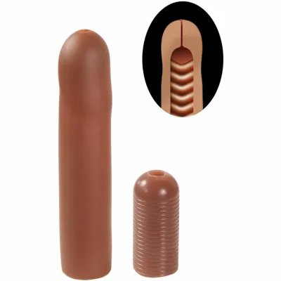 Rhino Sleek Wicked Wave 8 Silicone Penis Extension By Traz Rhino Chocolate
