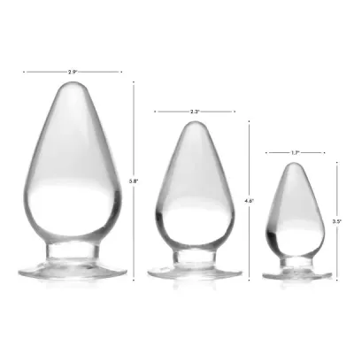 Triple Cones 3 Piece Anal Plug Set Clear