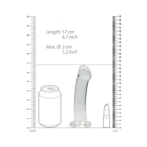 Realrock Crystal Clear Non-realistic Dildo With Suction Cup 6.7 In. Translucent