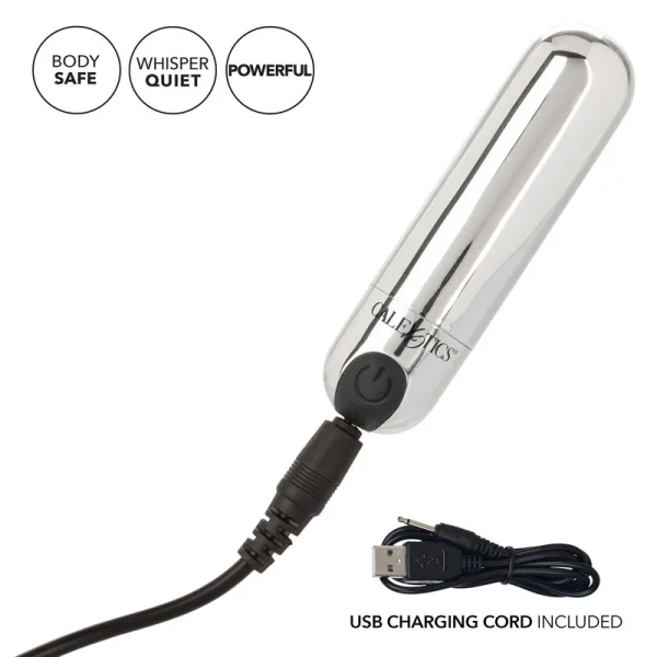 Hideaway Rechargeable Waterproof Mini Vibrator by CalExotics - Silver