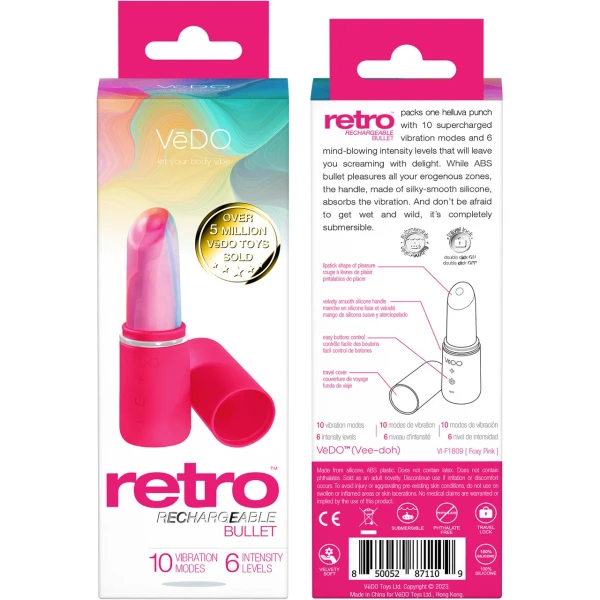 Retro Rechargeable Bullet Vibe in Pink