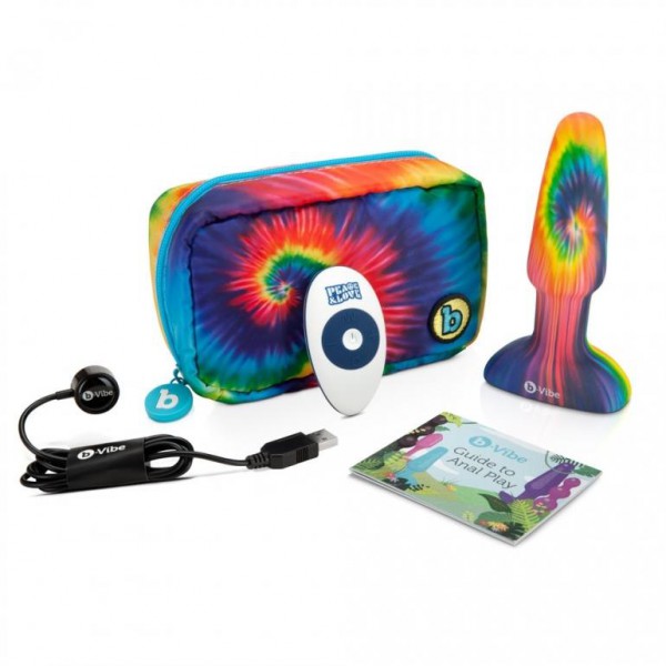 b-Vibe Peace & Love Rimming Plug Tie-Dye Vibrating Butt Plug