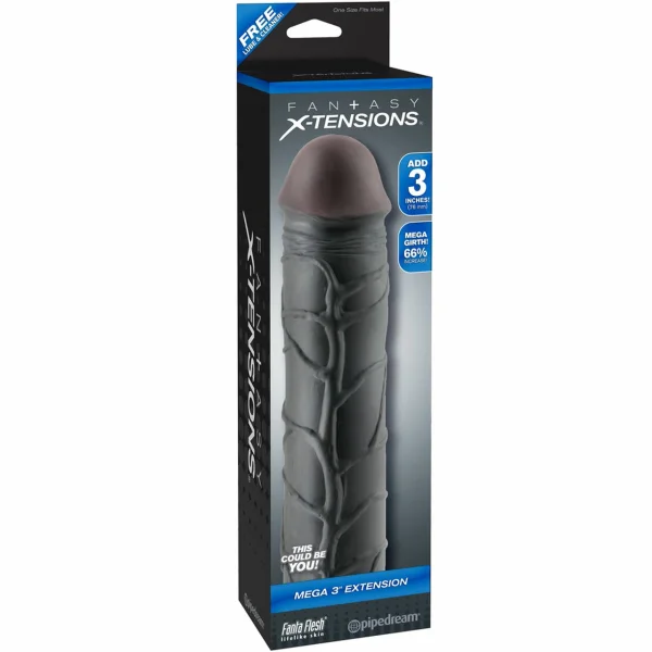 Fantasy X-Tension Mega 3-Inch Penis Extension Sleeve - Black